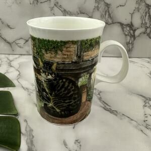 Dunoon Bone China Farmyard Cats Richard Parlis Coffee Mug Tabby White Cup